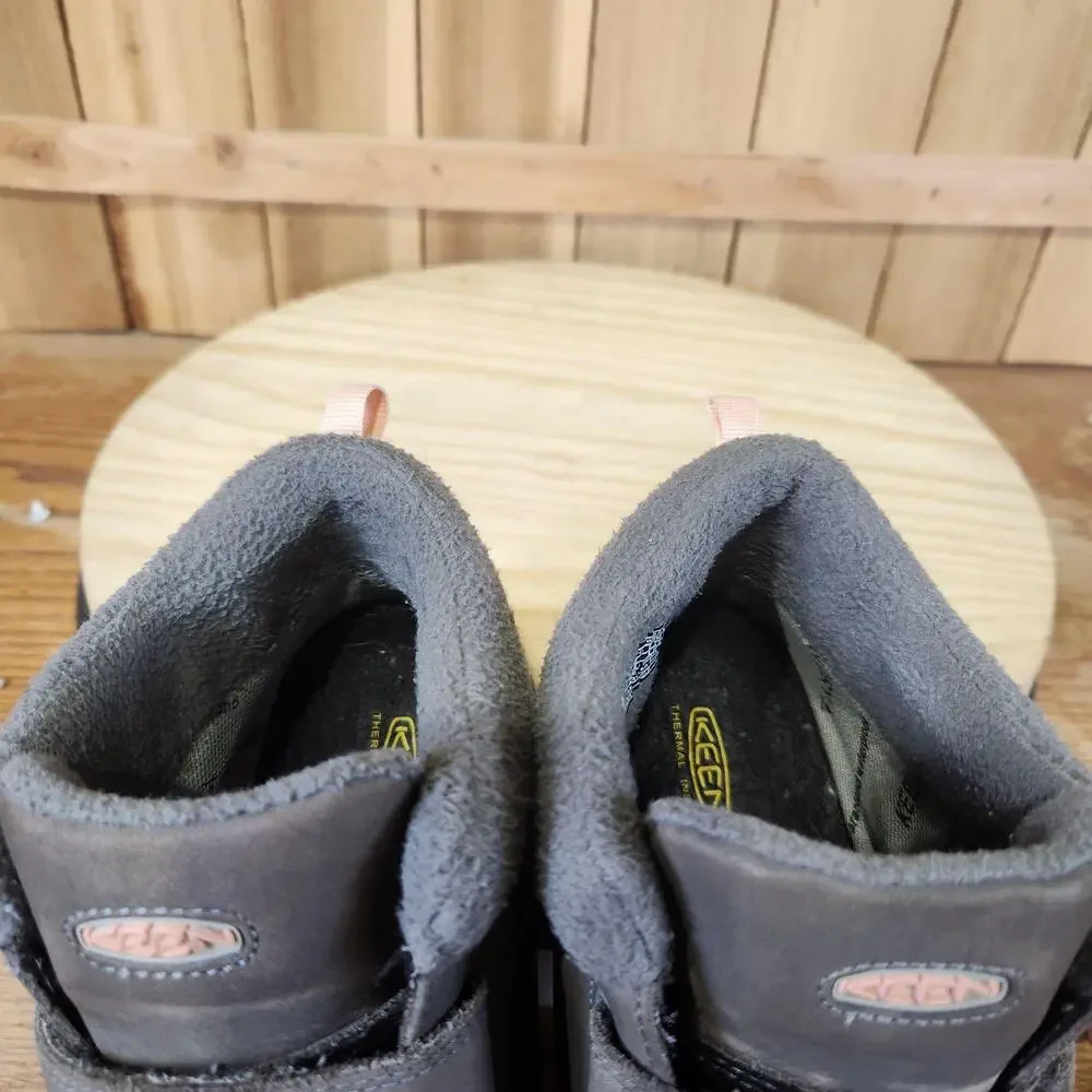 KEEN Kootenay III Mid WP Youth 6 Gray Leather Waterproof Fleece Winter Snow